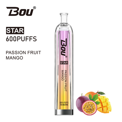 600 batteria di Vape BOU Star With 500mah del nicotina dei soffi 2ml 2%