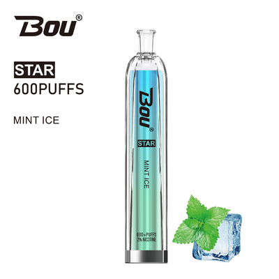 600 batteria di Vape BOU Star With 500mah del nicotina dei soffi 2ml 2%