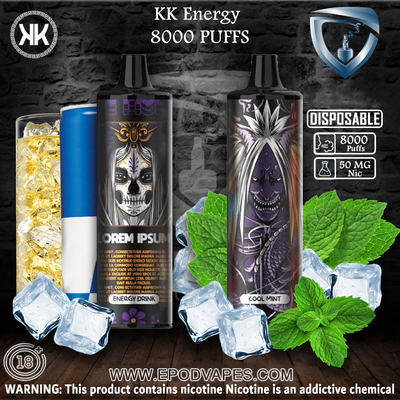 Batteria ricaricabile eliminabile di Vape 650mah di Cig 8000 dei soffi massimi EPOD E di energia di KK
