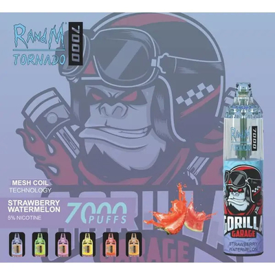 Fumot RandM Tornado 7000 Puffs Saporoso Ghiaccio Aromi di frutta Disponibili Rotole a maglia 5% Capacità di nicotina Vapore usa e getta