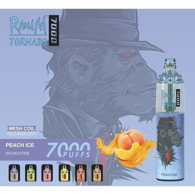 Fumot RandM Tornado 7000 Puffs Saporoso Ghiaccio Aromi di frutta Disponibili Rotole a maglia 5% Capacità di nicotina Vapore usa e getta