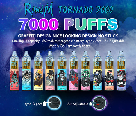 45 nicotina portatile premio eliminabile del vaporizzatore 0/2/3/5% di tornado 14ML di RandM della penna di Vape di sapori