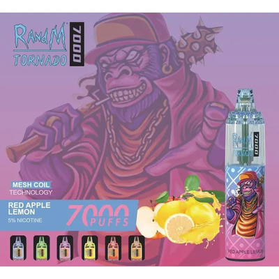 Fumot RandM Tornado 7000 Puffs Saporoso Ghiaccio Aromi di frutta Disponibili Rotole a maglia 5% Capacità di nicotina Vapore usa e getta