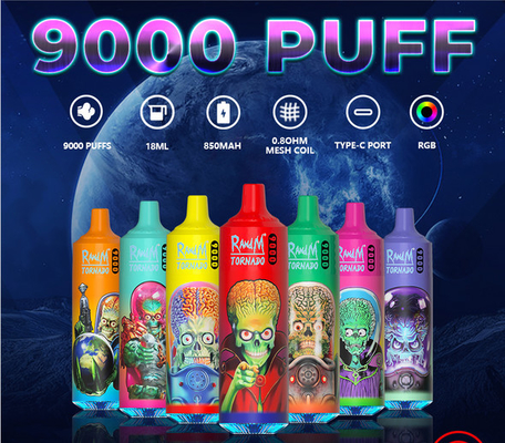 Sistema eliminabile pre riempito del baccello di 18 di ml RandM di tornado di Vape soffi del corredo 9000
