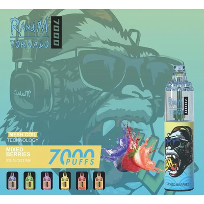 Sapore liscio Fumot RandM Mesh Coil Tornado Vape 7000 Puffs Regolazione dell'aria