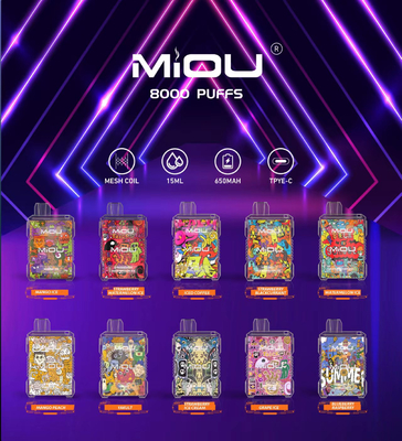 Miou Box E CIGS Mesh Coil 15ml E Liquid Disposable Vape 8000 Puffs 650mAh Ricaricabile 10 Sapori