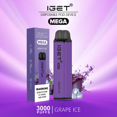Soffi MEGA eliminabili della penna IGET di Vape di progettazione inventiva 3000 8 sapori facoltativi