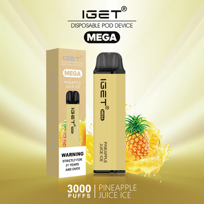 Soffi MEGA eliminabili della penna IGET di Vape di progettazione inventiva 3000 8 sapori facoltativi