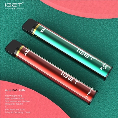 Baccello portatile Vape, penna di fumo del soffio autentico di Iget 1800 del vaporizzatore di 7ml XXL