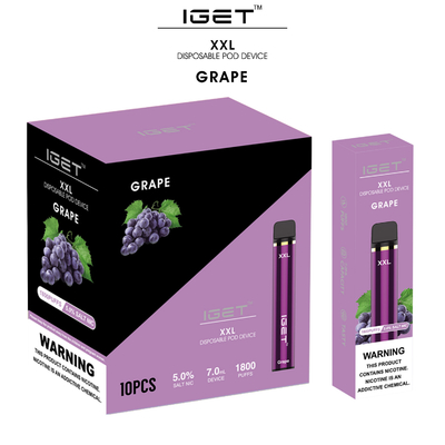 Baccello portatile Vape, penna di fumo del soffio autentico di Iget 1800 del vaporizzatore di 7ml XXL