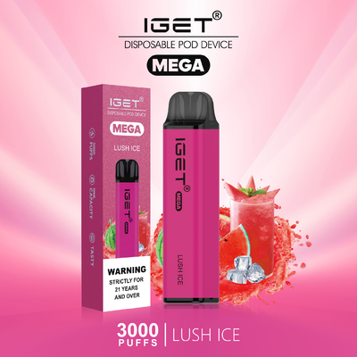 8 colori raffreddano soffi MEGA di Nic Salt Disposable Vape IGET della menta i 3000