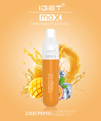 2300f IGET MAX Flat Pod Vape Pen, sistema portatile del baccello del mango 8ml
