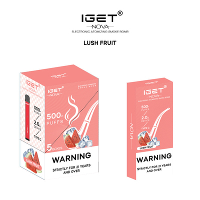 Nicotina originale Vape di 100% IGET Nova Replaceable Pod Recharged Battery 500Puffs 6%