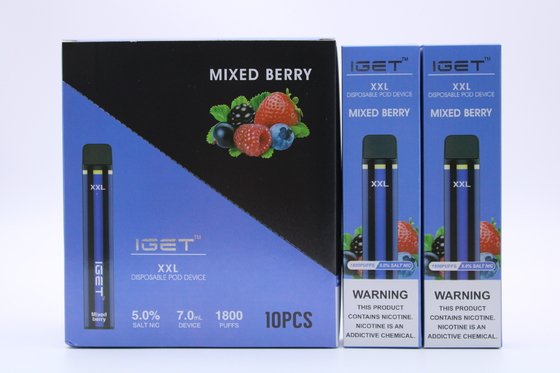 Iget originale XXL 1800 soffia sigarette eliminabili del baccello la batteria 2.4ml del dispositivo 950mAh che ha precompilato la penna di Vape della cartuccia