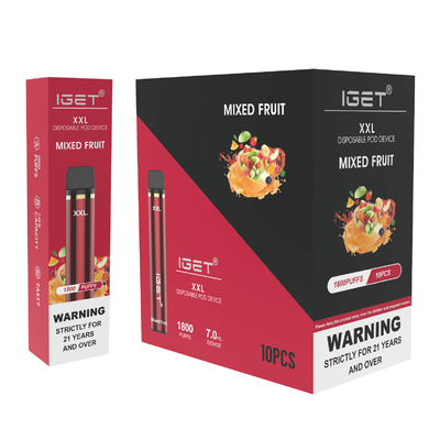 IGET originale XXL 1800 soffia nicotina eliminabile 950mah della penna 7ml 5% del vape