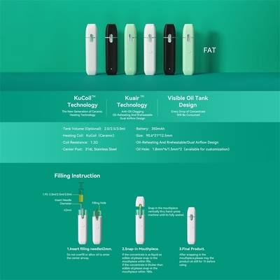 Alta qualità P24 su ordinazione 350 penna eliminabile della batteria SS316 Vape di mAh con il volume del carro armato 2.0/2.5/3.0ML